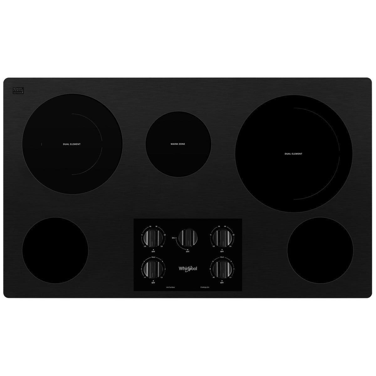 36-inch Electric Ceramic Glass Cooktop with Two Dual Radiant Elements - Black