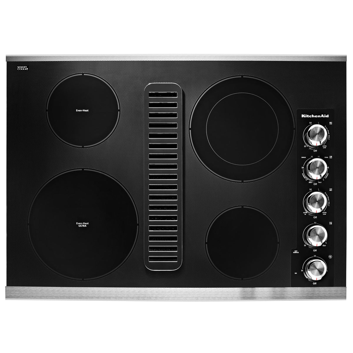 KitchenAid KCED600GSS 30" Electric Downdraft Cooktop with 4 Elements