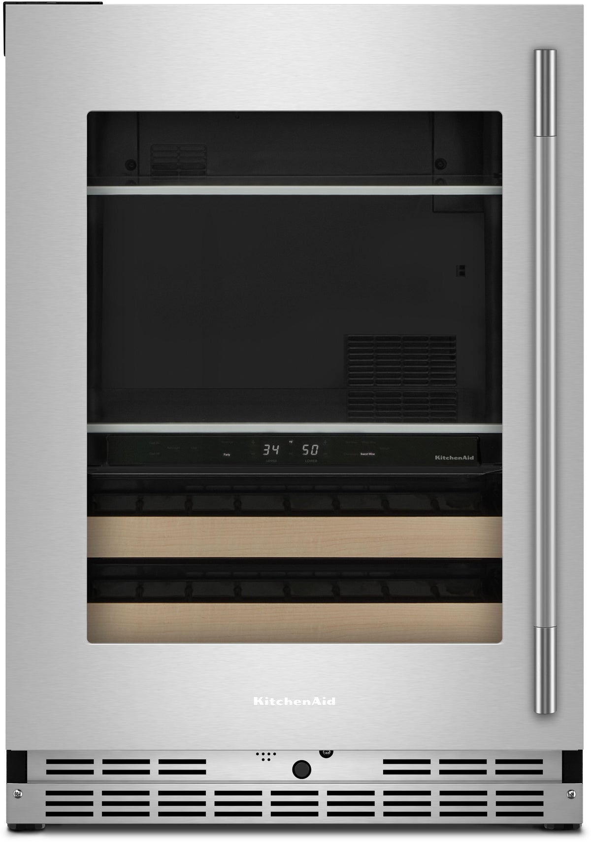 KitchenAid KUBL524SPS 24" Beverage Center with Glass Door and Wood-Front Racks