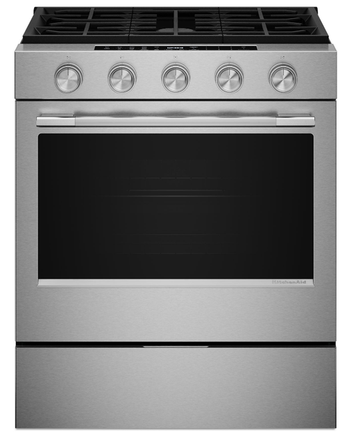 KitchenAid KSGS530SPS 5.0 Cu. Ft. Smart Slide-in Gas Range with 2-in-1 Burner