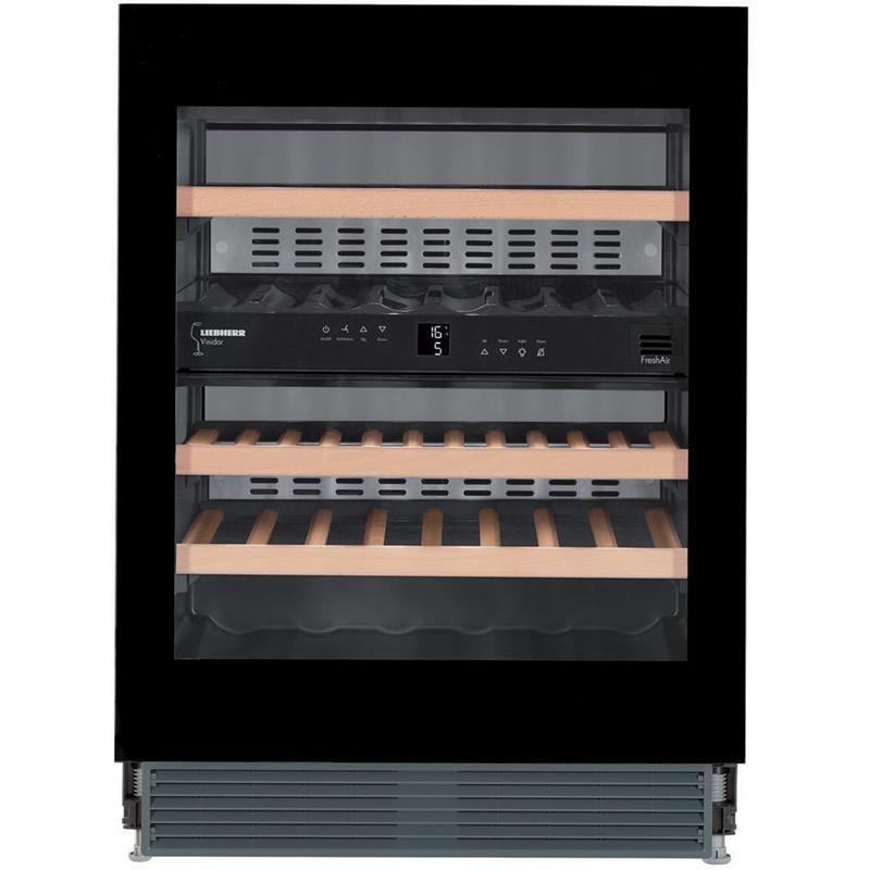 Liebherr WUgb 3400 34-bottle built-in dual zone wine cabinet in black glass