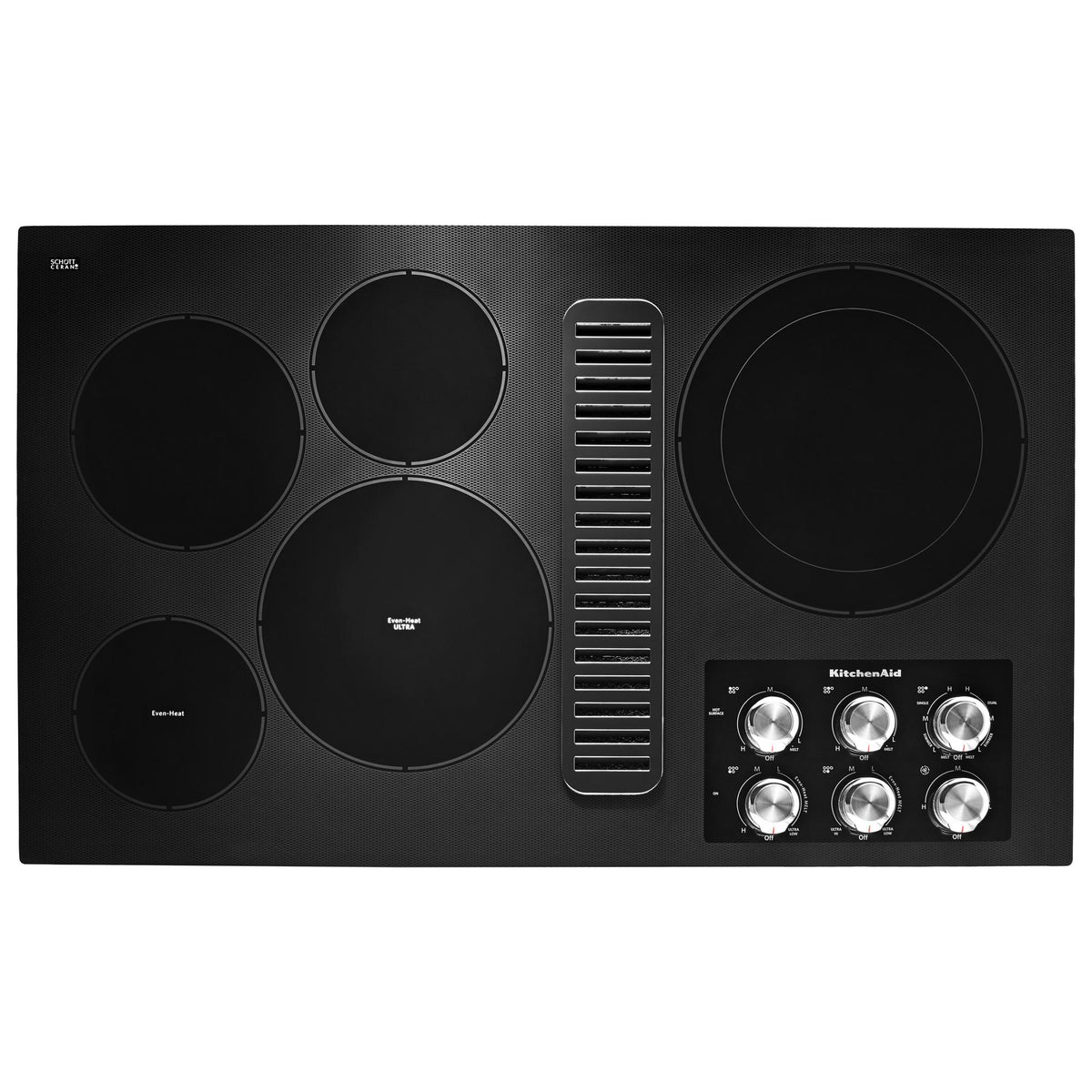KitchenAid KCED606GBL 36" Electric Downdraft Cooktop with 5 Elements - Black