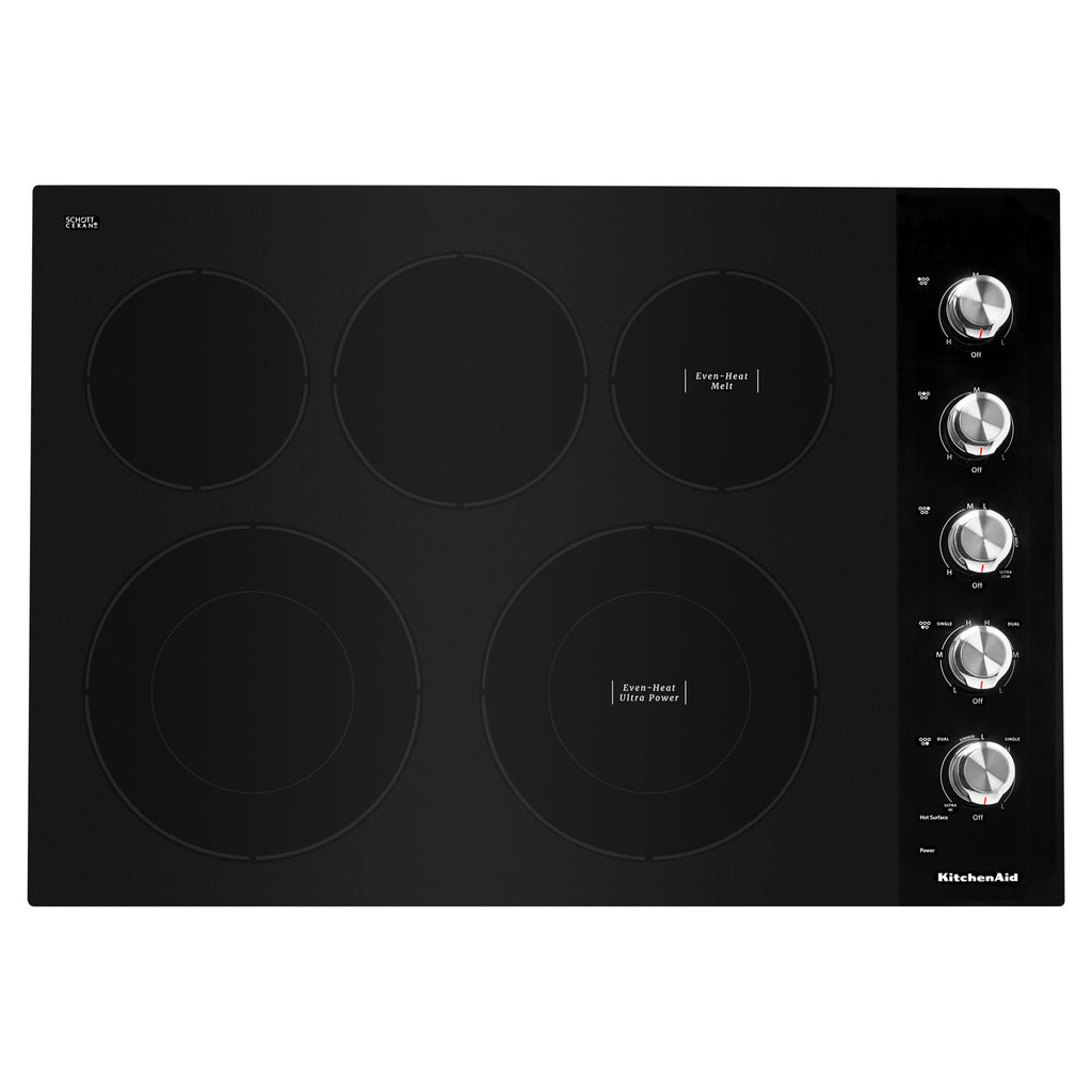 30" Electric Cooktop with 5 Elements and Knob Controls - Black