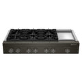 KitchenAid KCGK948TBE 48-inch 6-Burner Gas Commercial-Style Rangetop with Griddle