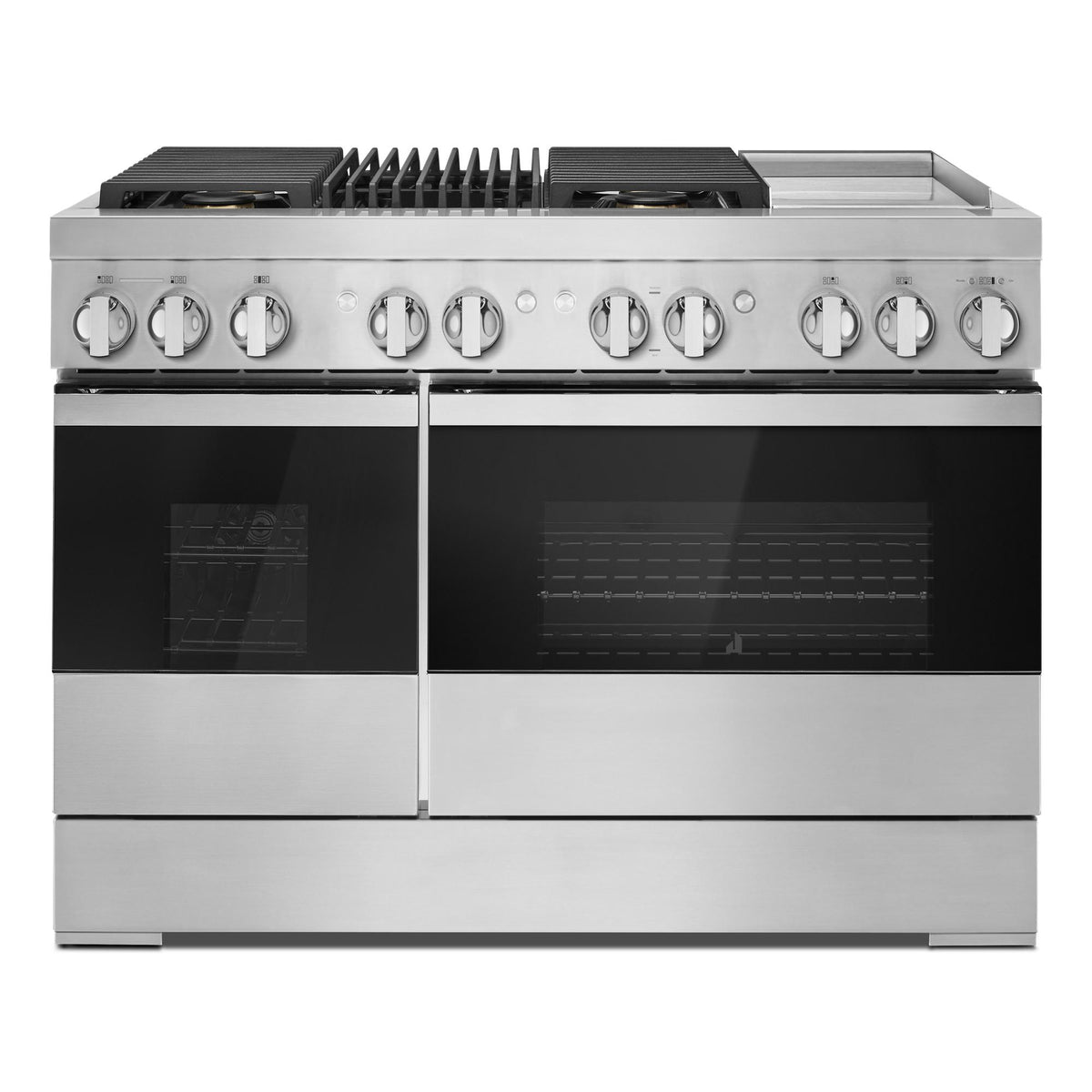 JennAir JDRP748HM NOIR™ 48" Dual-Fuel Professional Range with Chrome-Infused Griddle and Gas Grill