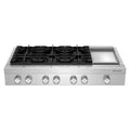 KitchenAid KCGK948TSS 48-inch 6-Burner Gas Commercial-Style Rangetop with Griddle