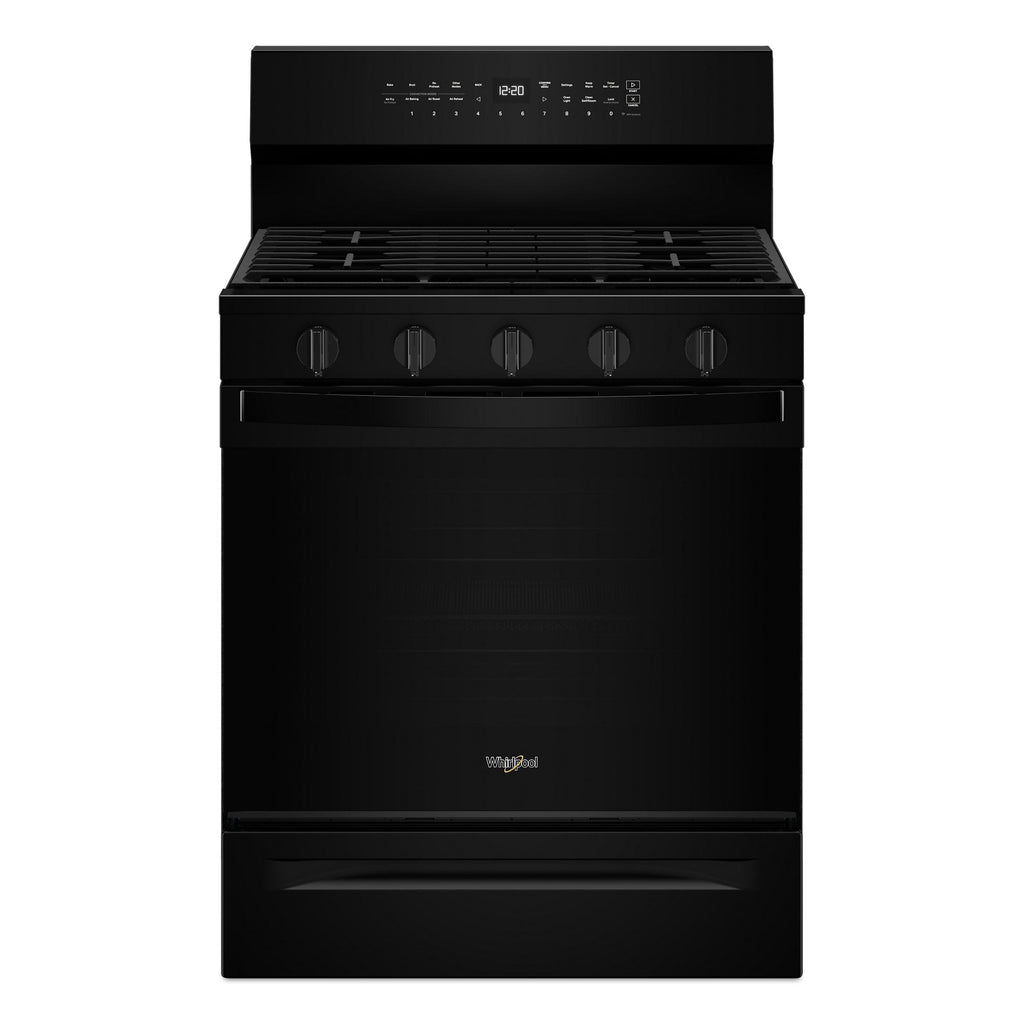 30-inch Smart Gas Range with Air Cooking Technology, Steam/Self Cleaning, Rapid Preheat 5.3 CuFt Capacity - Black