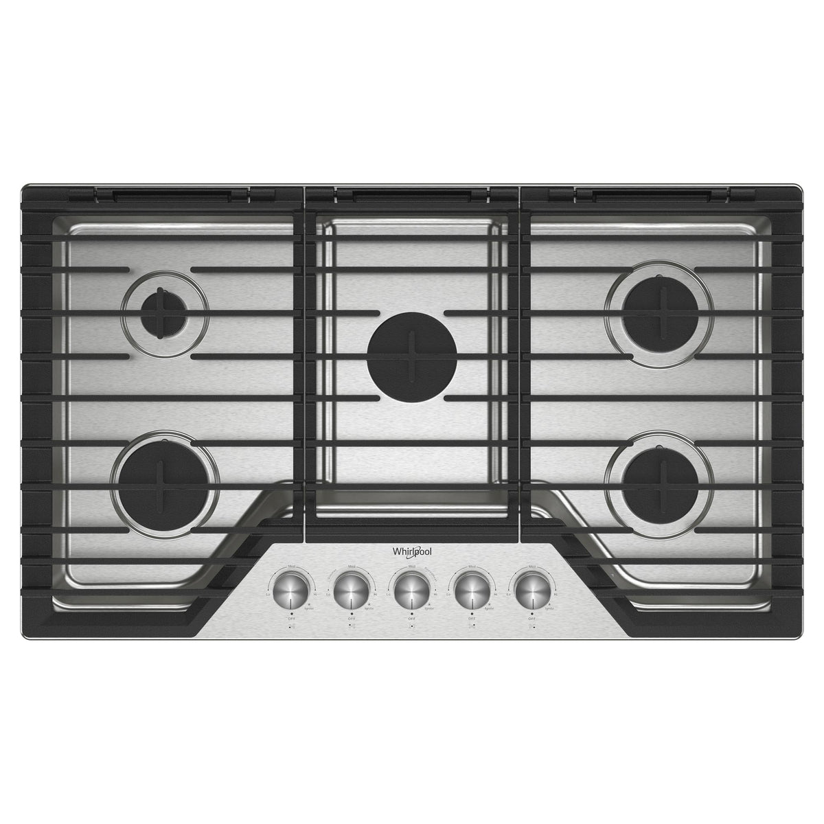 Whirlpool WCGK7036PS 36-inch Gas Cooktop with Fifth Burner
