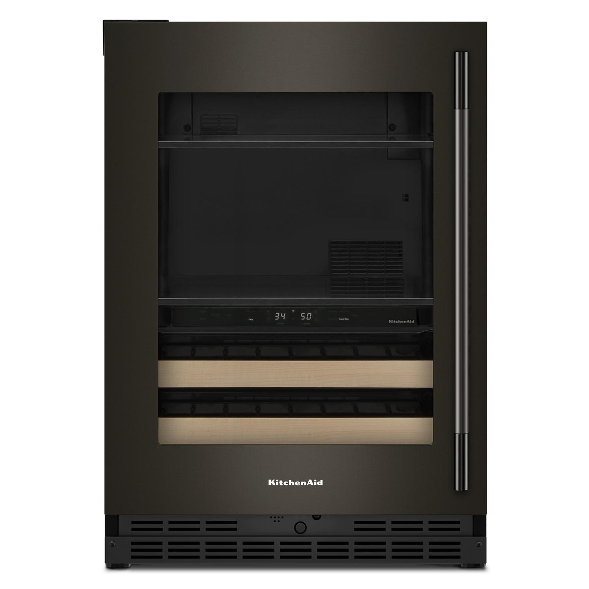 KitchenAid KUBL524SBE 24" Beverage Center with Glass Door and Wood-Front Racks