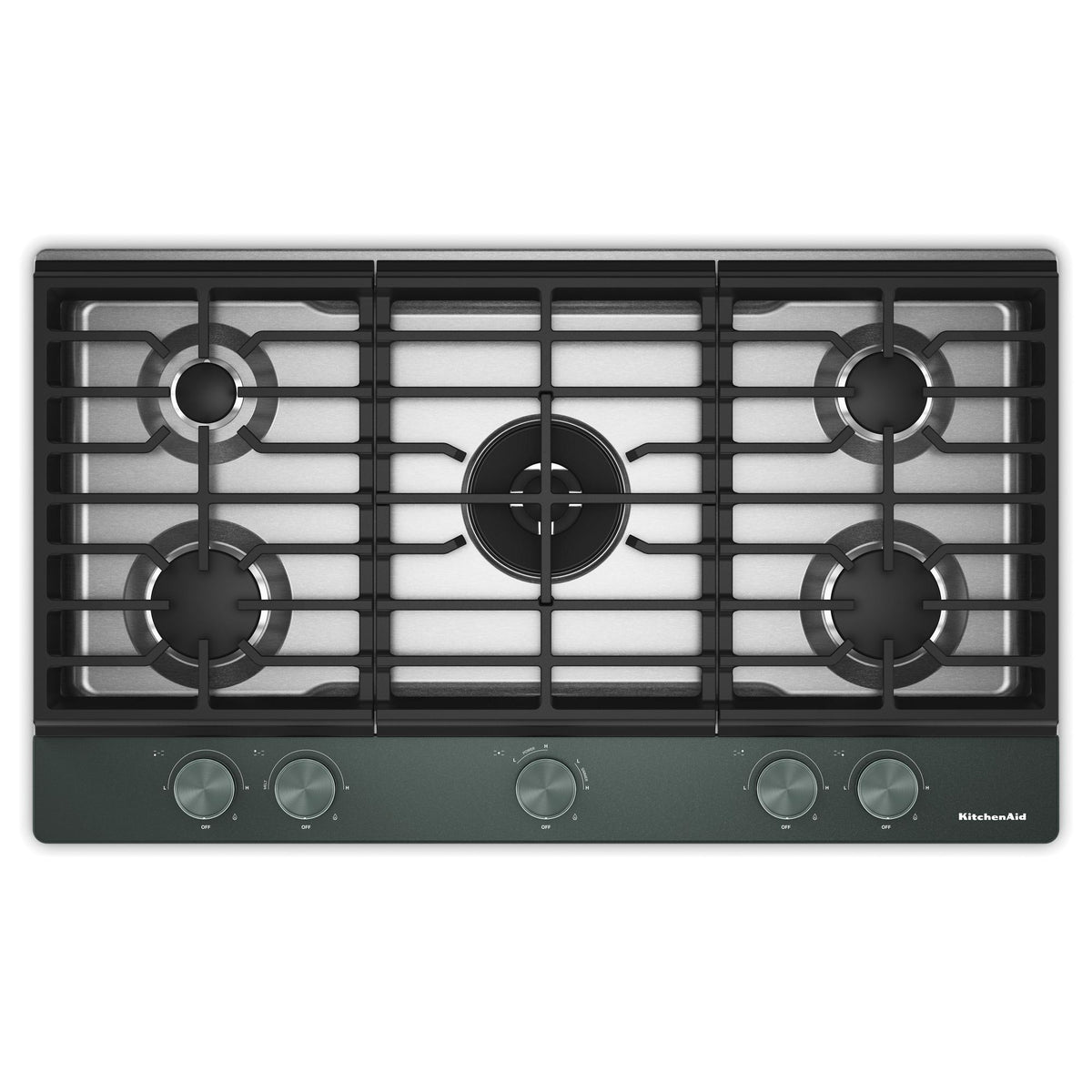 KitchenAid KCGK736SJP Gas-on-Metal Cooktop with Integrated Wok Grate and CookShield™ Finish