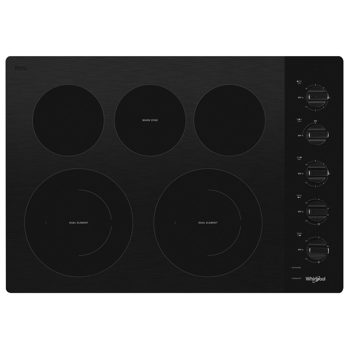 30-inch Electric Ceramic Glass Cooktop with Two Dual Radiant Elements - Black