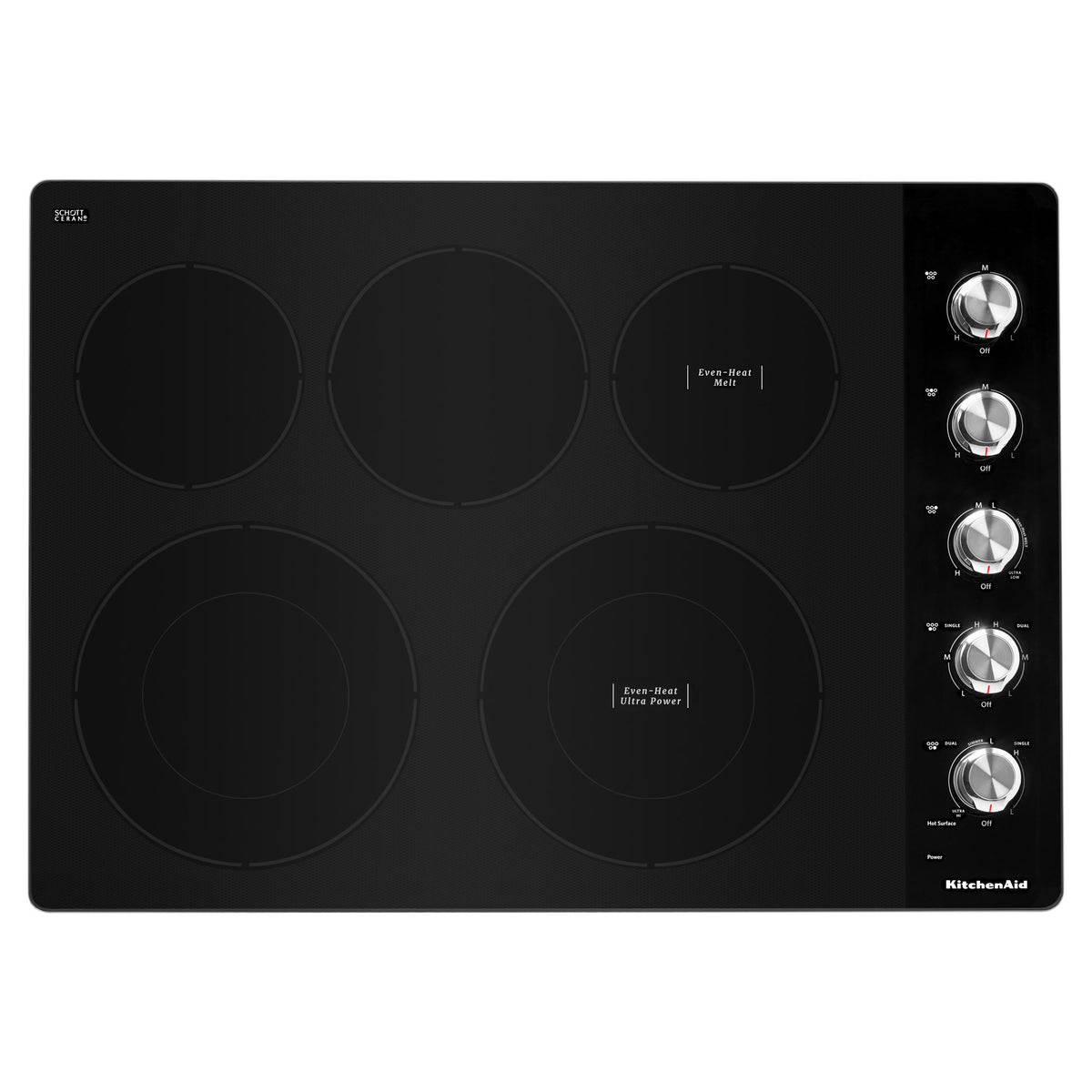 KitchenAid KCES550HSS 30" Electric Cooktop with 5 Elements and Knob Controls