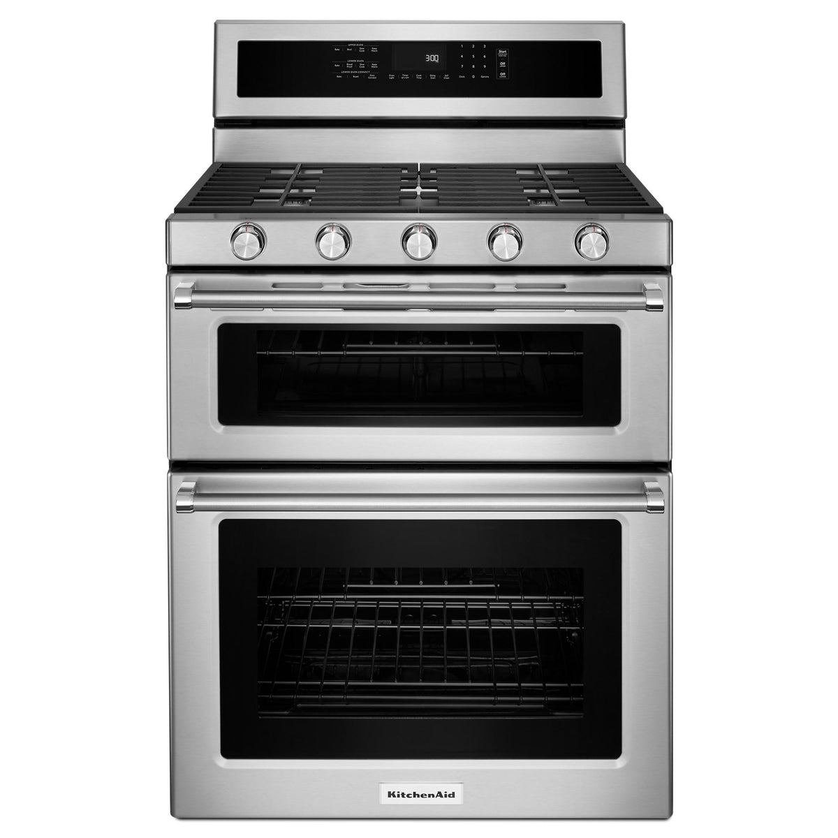 KitchenAid KFGD500ESS 30-Inch 5 Burner Gas Double Oven Convection Range