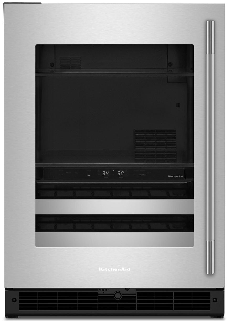KitchenAid KUBL524SSB 24" Beverage Center with Glass Door and Metal-Front Racks