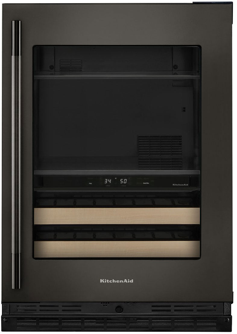 KitchenAid KUBR524SBE 24" Beverage Center with Glass Door and Wood-Front Racks