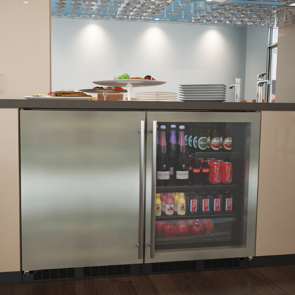 Marvel MABV224SG31A 24" Low Profile Beverage Center - Stainless Steel Frame, Glass Door, Lock