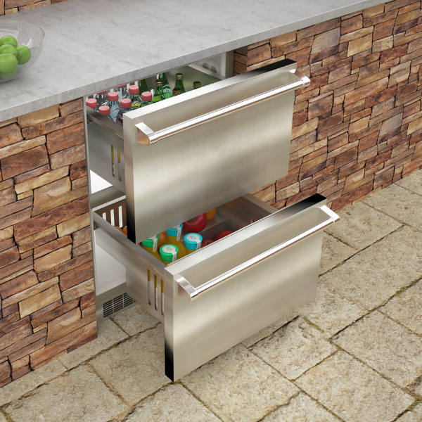 Marvel MODR224SS71A 24" Outdoor Refrigerated Drawers - Stainless Steel, Solid Drawers, Lock