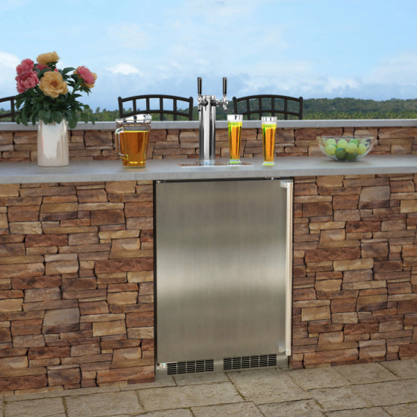 Marvel MOKR124-SSB1A 24" Outdoor Dispenser - Twin Beer & Beverage Tap, Lock