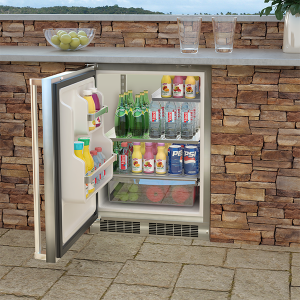 Marvel MORE224SS51A 24" Outdoor Refrigerator - Stainless Steel, Solid Door, Lock, Left Hinge