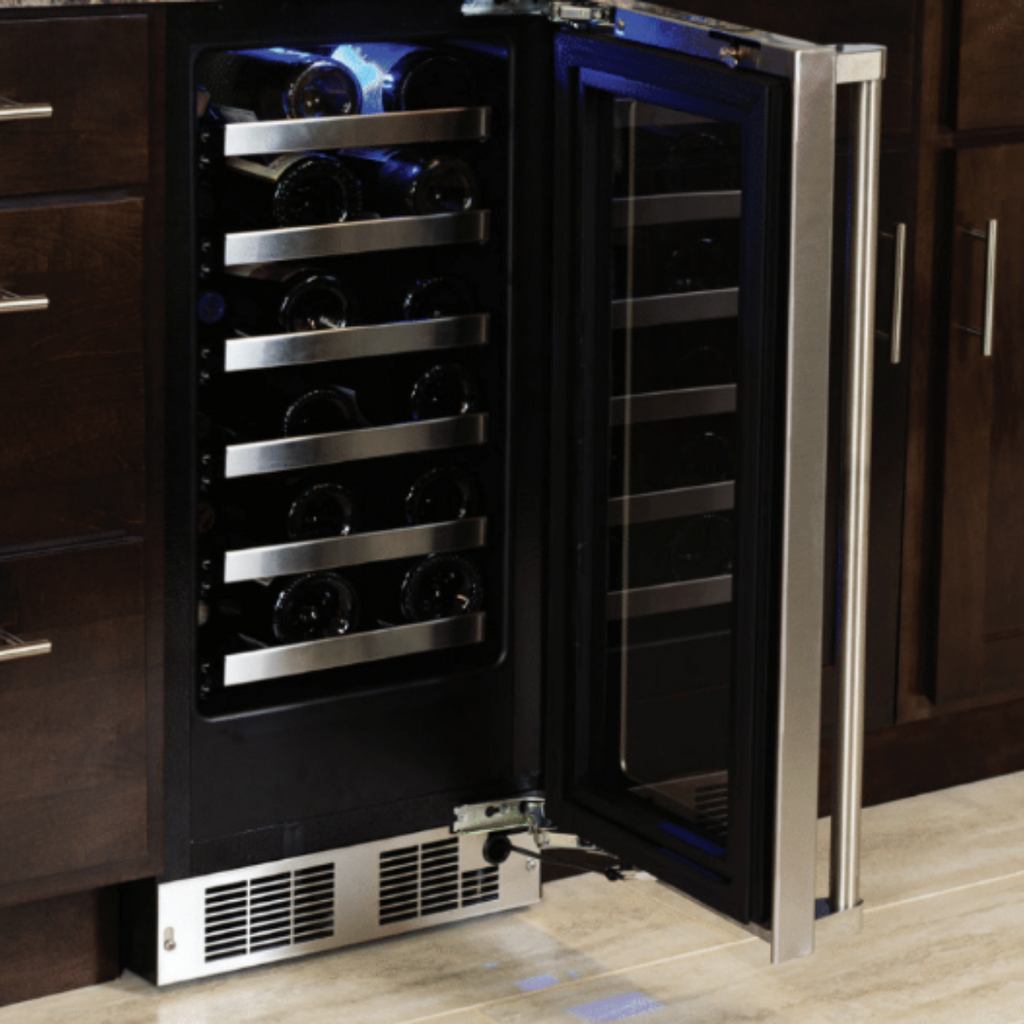 Marvel MPWC415SG31A 15" Single Zone Wine Refrigerator - Stainless Steel, Glass Door, Lock