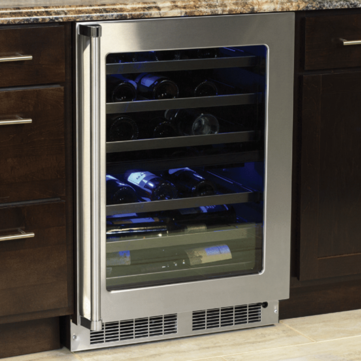 Marvel MPWD424SG31A 24" Dual Zone Wine Refrigerator - Stainless Steel, Glass Door, Lock
