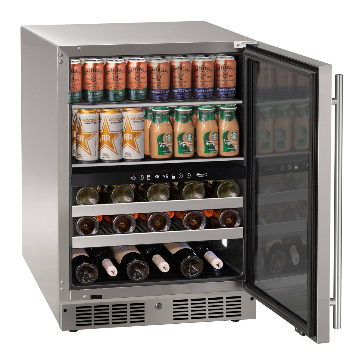 Marvel MRBD224-SG31A 24" Dual-Zone Beverage Center - Reversible Hinge, Lock, Stainless Glass, 115V
