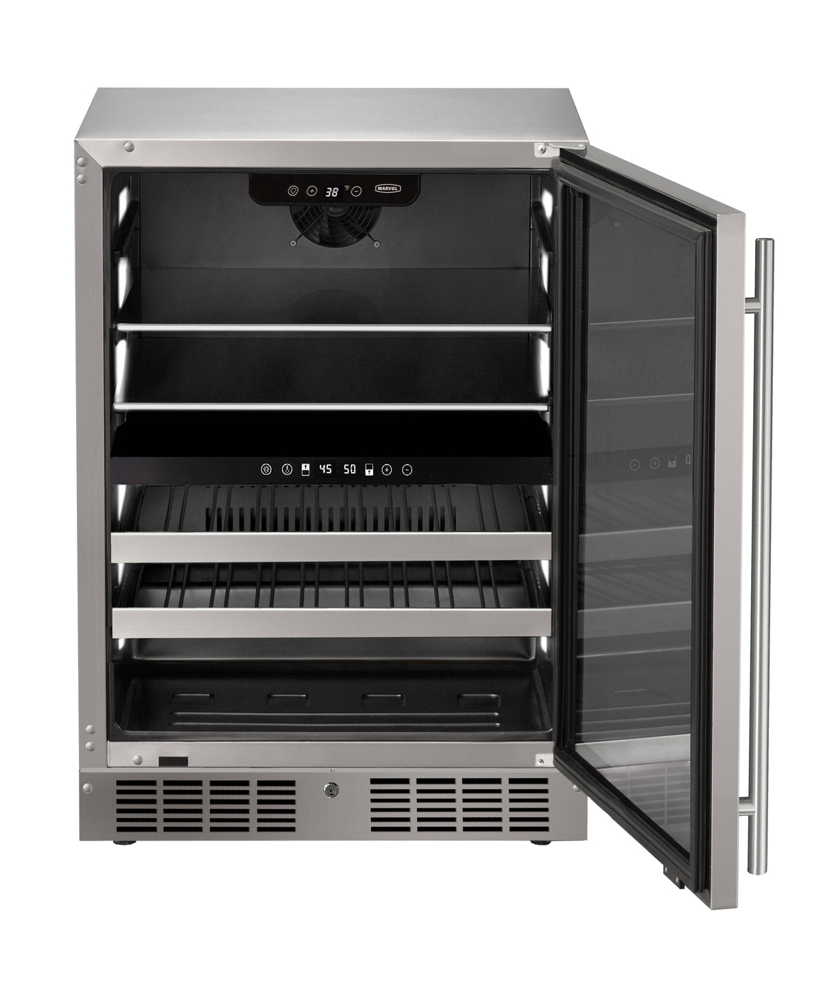 Marvel MRBD224-SG31A 24" Dual-Zone Beverage Center - Reversible Hinge, Lock, Stainless Glass, 115V