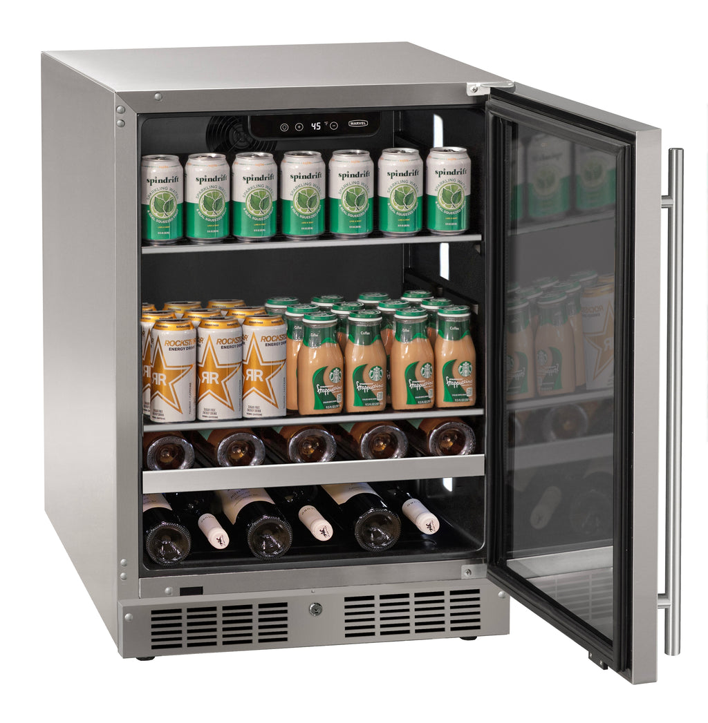 Marvel MRBV224-SG31A 24" Beverage Center - Reversible Hinge, Lock, Stainless Glass, 115V