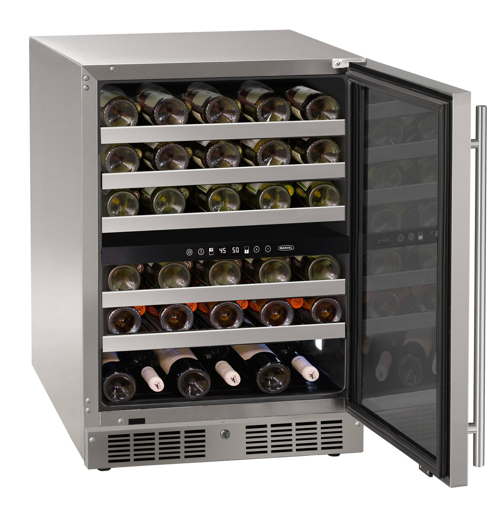 Marvel MRWD224-SG31A 24" Dual-Zone Wine Refrigerator - Reversible Hinge, Lock, Stainless Glass, 115V