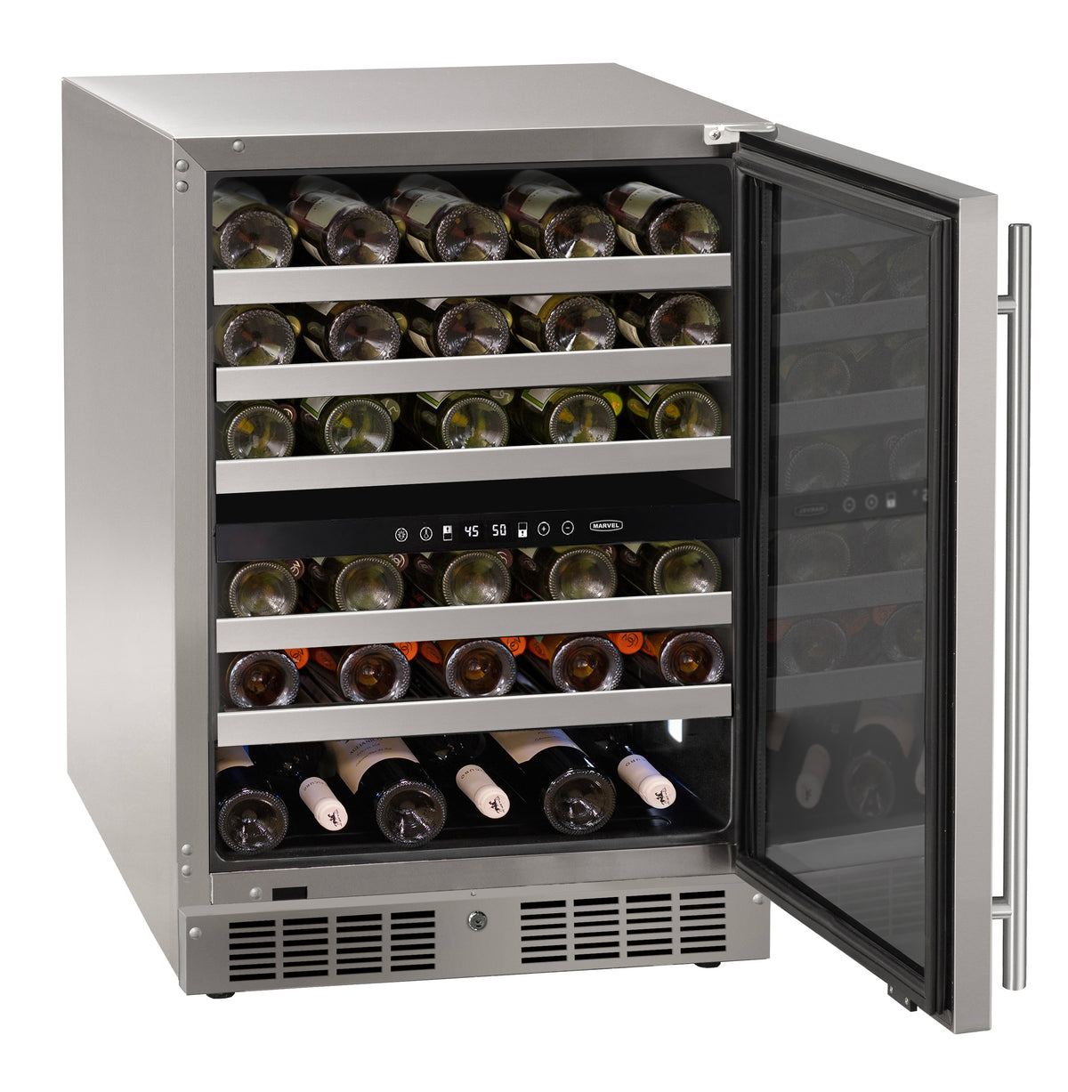 Marvel MRWD224-SG31A 24" Dual-Zone Wine Refrigerator - Reversible Hinge, Lock, Stainless Glass, 115V