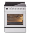 ILVE UPI304WMPMG Professional Plus 30" Electric Range with 4 Induction Elements Triple Glass Door in Graphite Matte with Stainless Steel knobs
