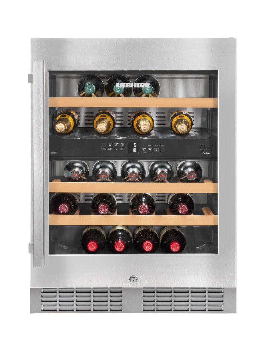 Liebherr WU 3400 34-bottle built-in dual zone wine cabinet in stainless steel