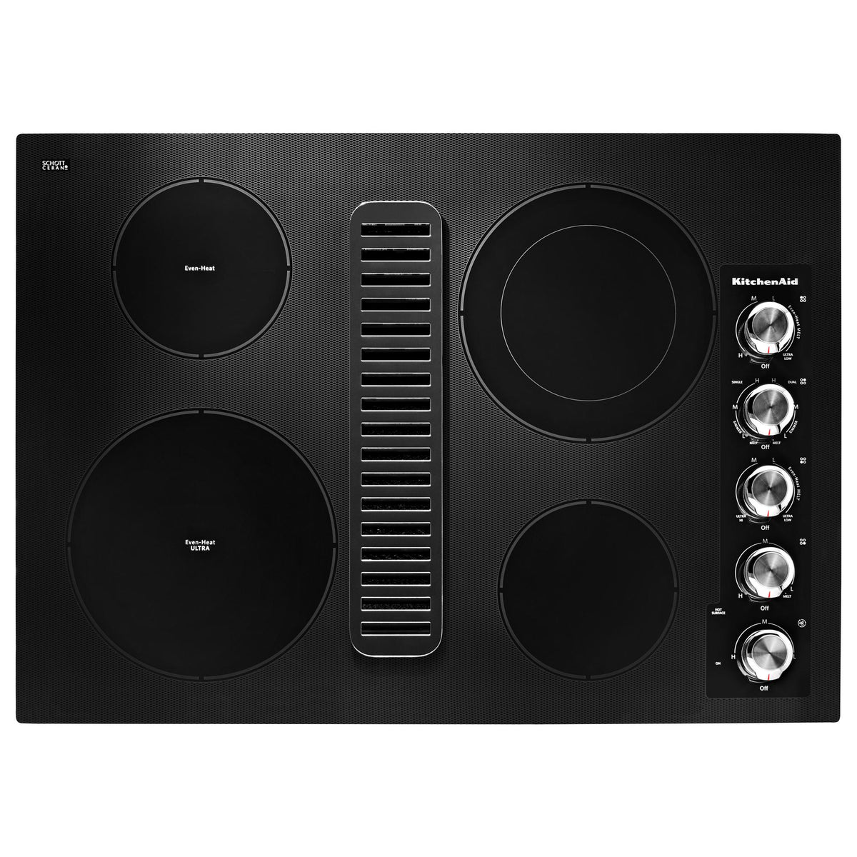 30" Electric Downdraft Cooktop with 4 Elements - Black