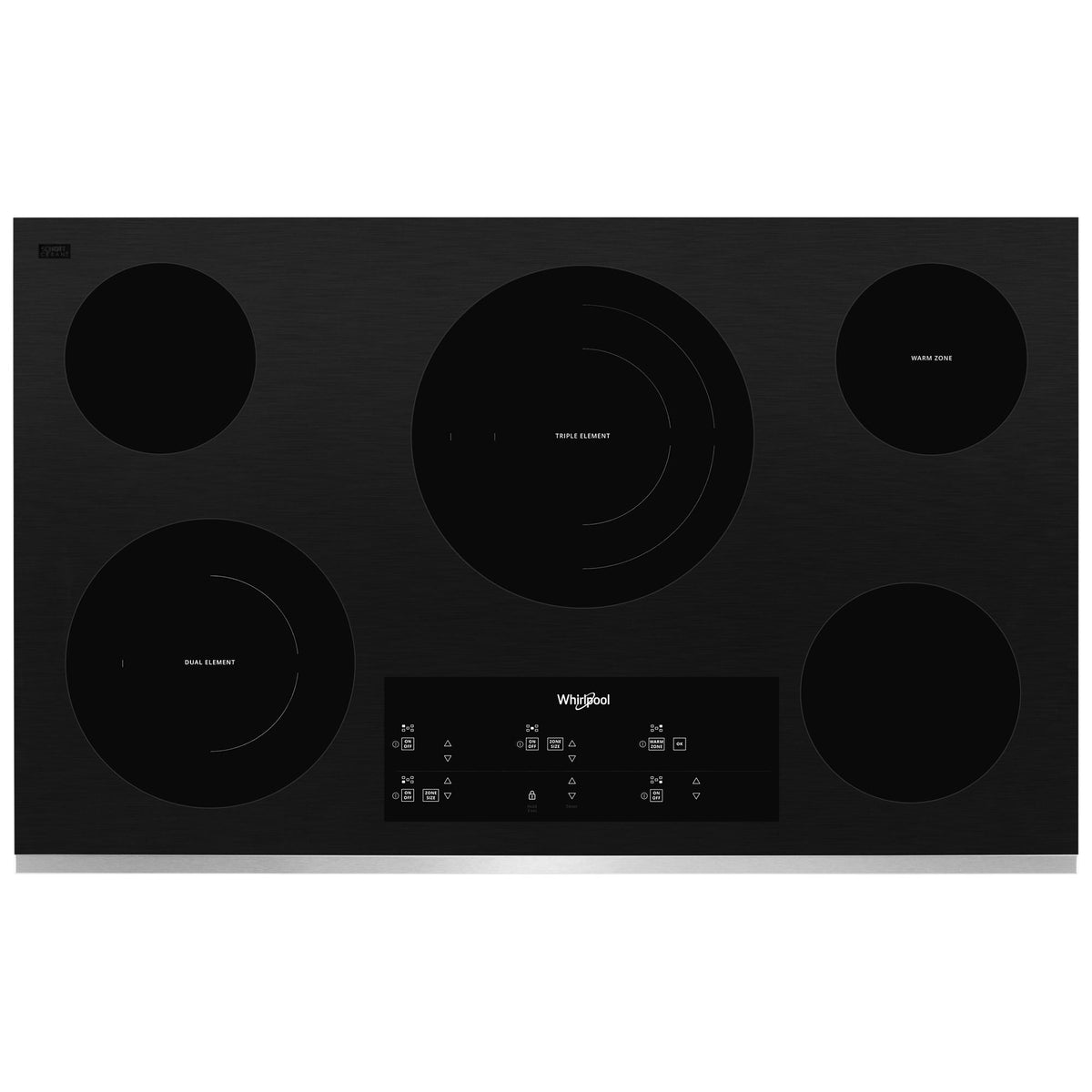 Whirlpool WCE97US6KS 36-inch Ceramic Glass Cooktop with Triple Element