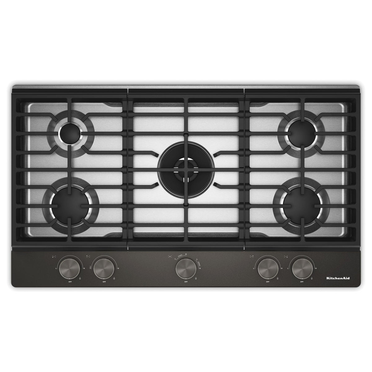 KitchenAid KCGK536SBE 36 in. Gas Cooktop with 5 Burners and Integrated Wok Grate