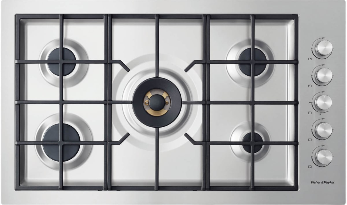 Fisher & Paykel CG365DNGRX2 N 36" Contemporary Gas on Steel Cooktop, Flush Fit, Natural Gas