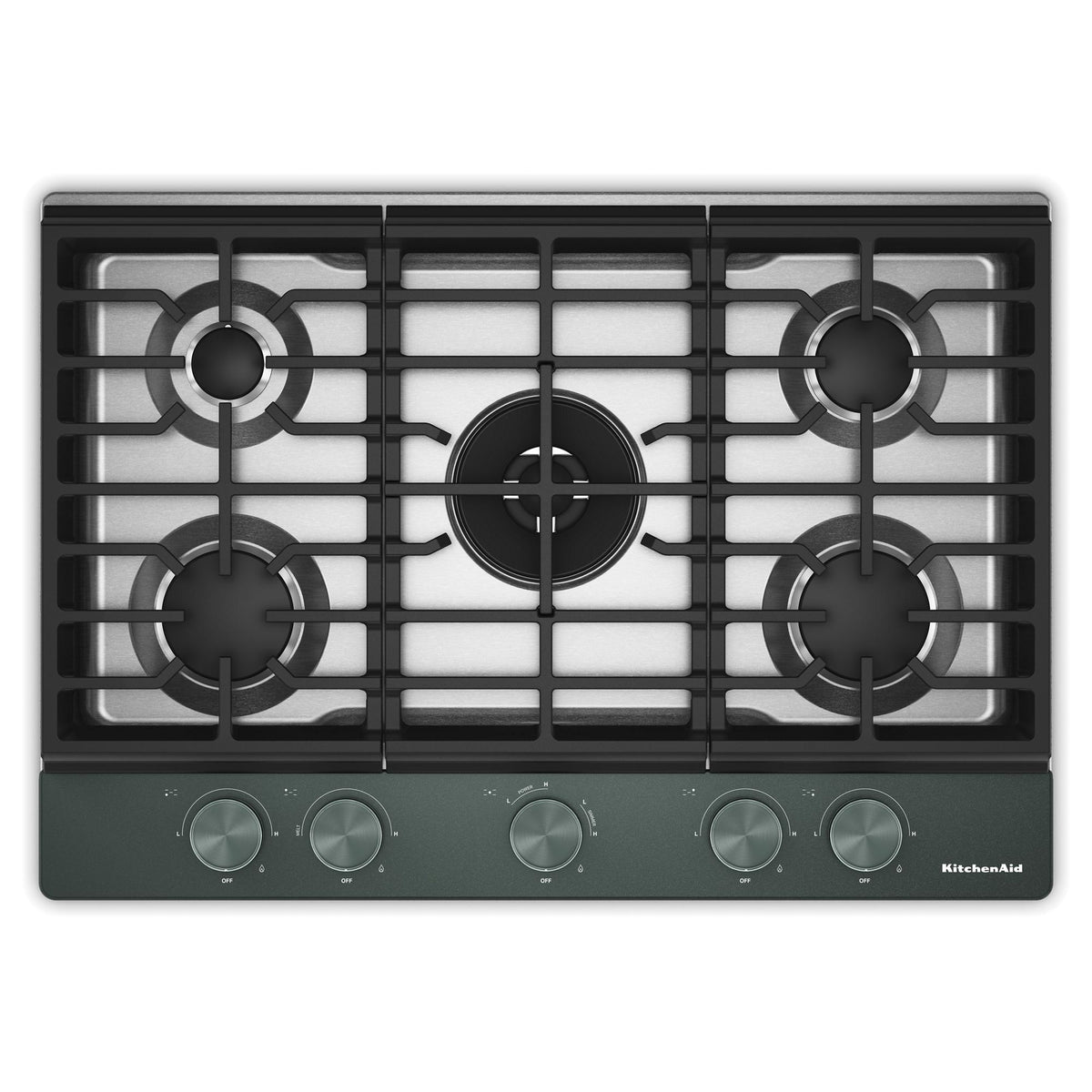 KitchenAid KCGK530SJP Gas-on-Metal Cooktop with Integrated Wok Grate and CookShield™ Finish