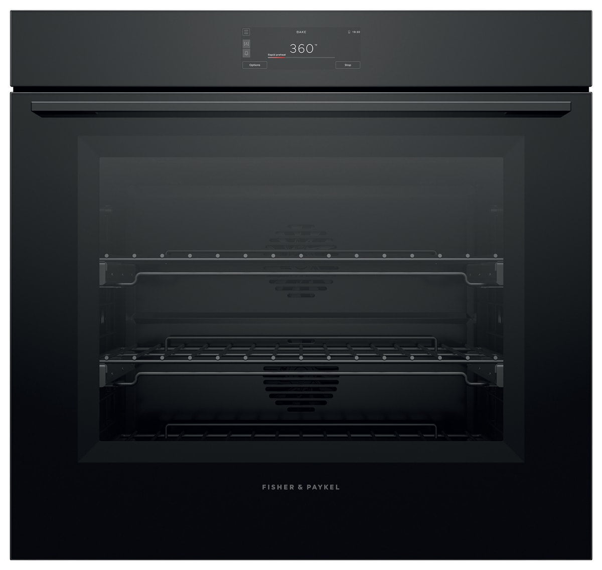 Fisher & Paykel OB30SMPUB3 30” Minimal Black Single Oven, 6.8" Touch Display, Self-cleaning