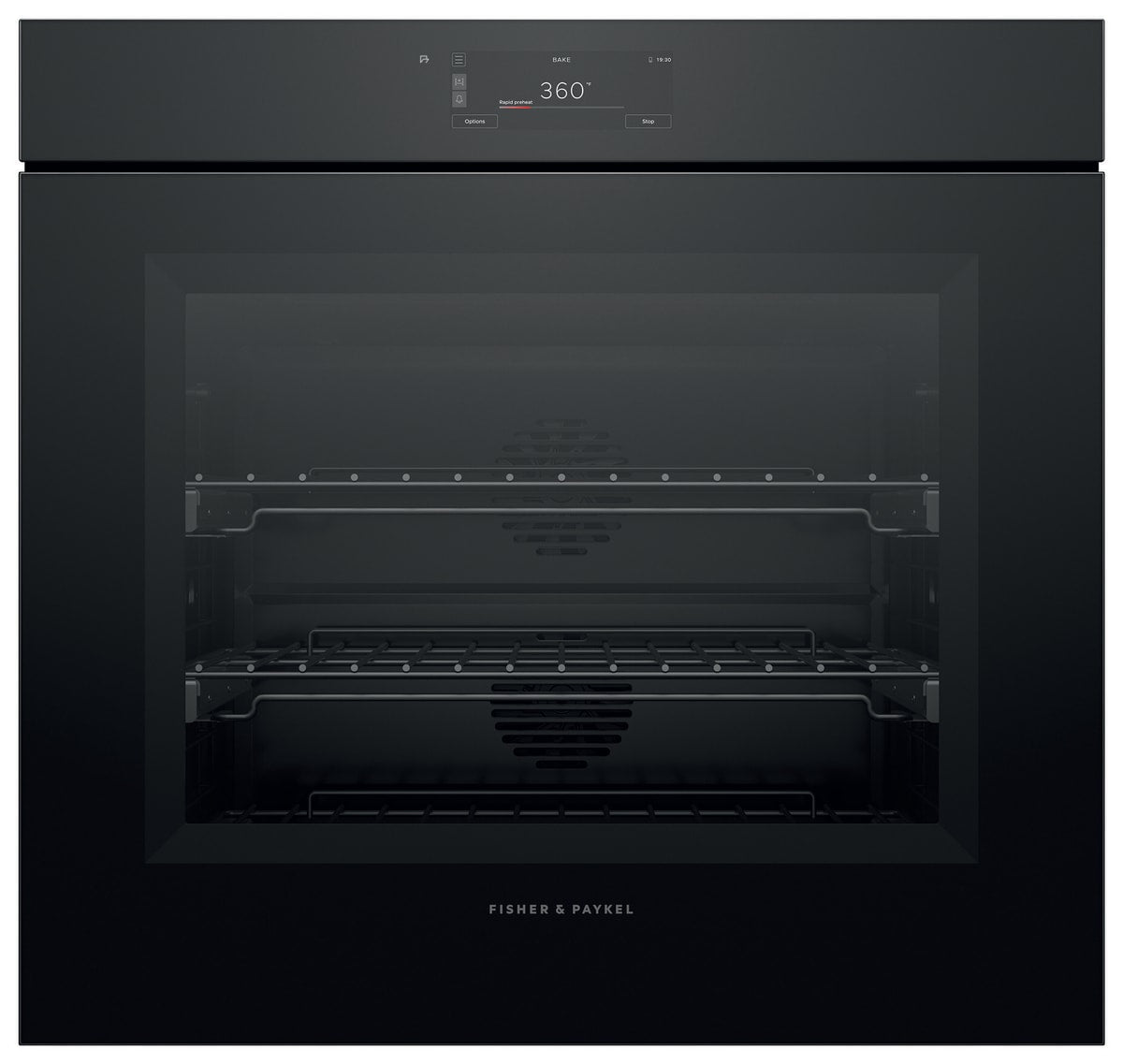 Fisher & Paykel OB30SMPUNB3 30” Minimal Black Single Oven, 6.8" Touch Display, Self-cleaning, Handle-less