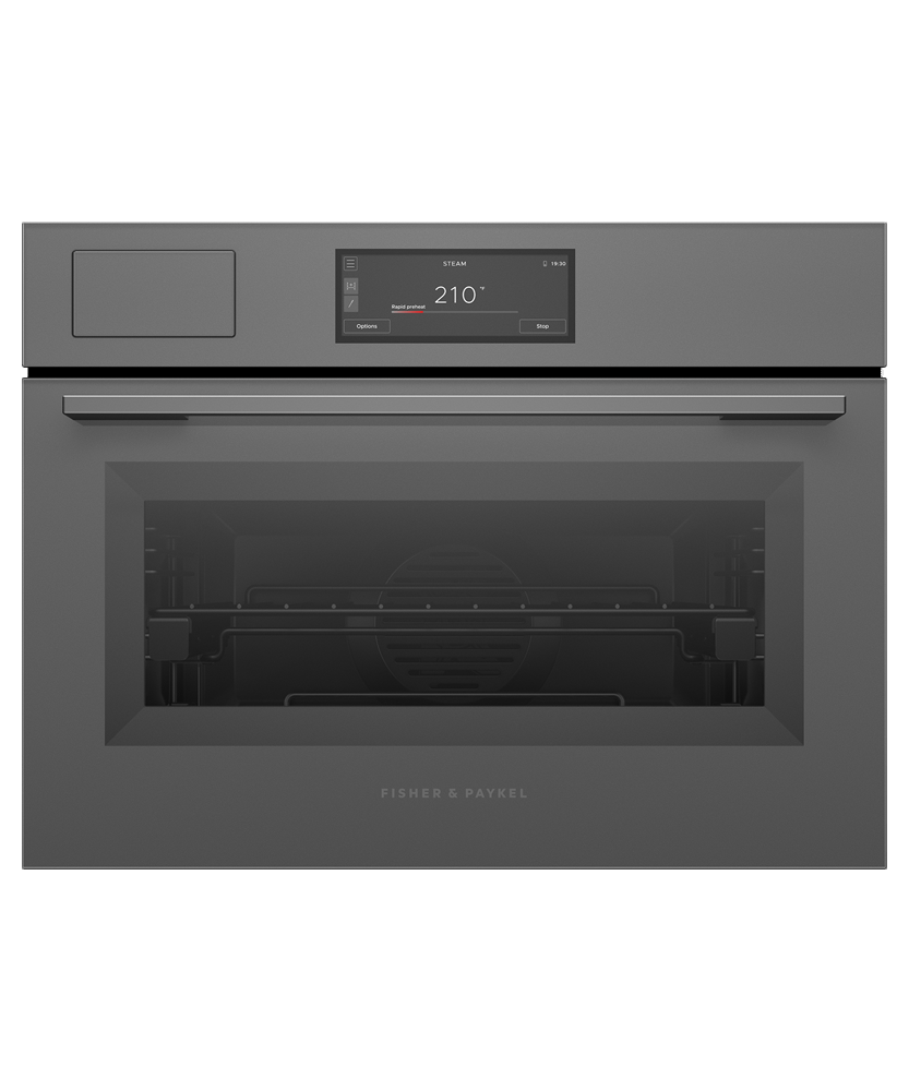 Fisher & Paykel OS24NAMVUG5 24" Minimal Grey Glass Compact Combination Steam Oven, 6.8" Touch Display