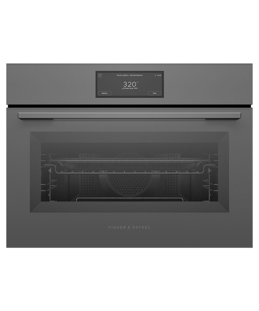 Fisher & Paykel OM24NMUG5 24" Minimal Grey Glass  Compact Combination Speed Oven, 6.8" Touch Display