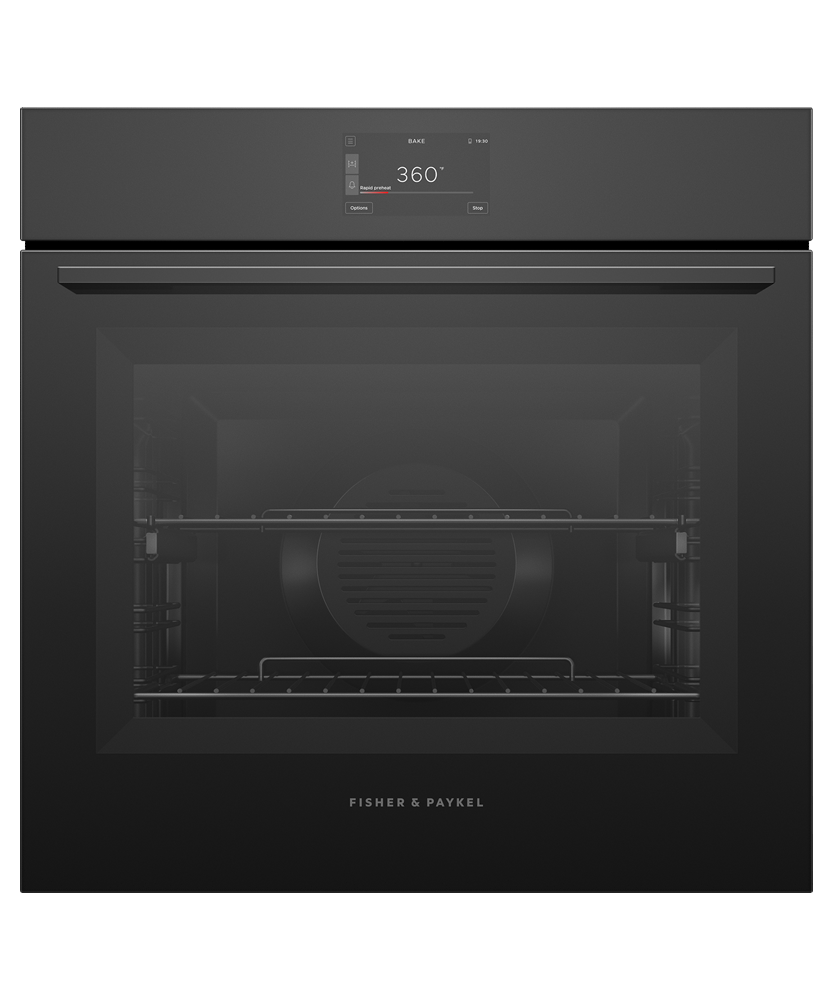 Fisher & Paykel OB24SAMPTB5 24" Minimal Black Glass Self-Cleaning Oven, 5" Touch Display
