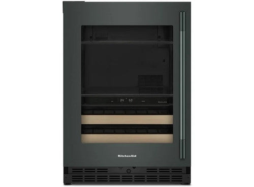 KitchenAid KUBL524SJP 24" Beverage Center with Glass Door and Wood-Front Racks