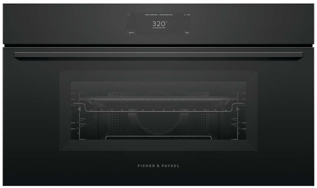 Fisher & Paykel OM30NMUB3 30" Minimal Black Compact Convection Speed Oven, 6.8" Touch Display