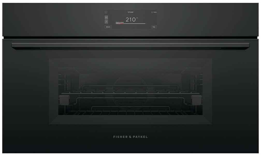 Fisher & Paykel OS30NMUB3 30" Minimal Black Compact Combination Steam Oven, 6.8" Touch Display