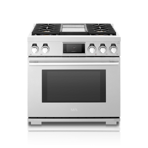 SKS SKSDR360GS 36 inch dual fuel range with griddle - front view
