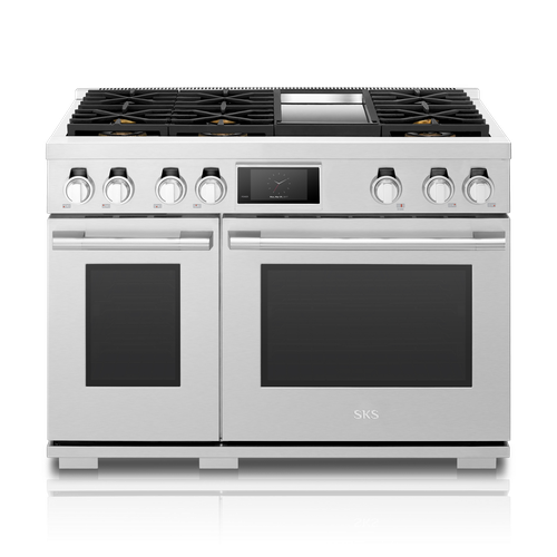 SKS SKSDR480GS 48 inch dual fuel range with griddle - front view