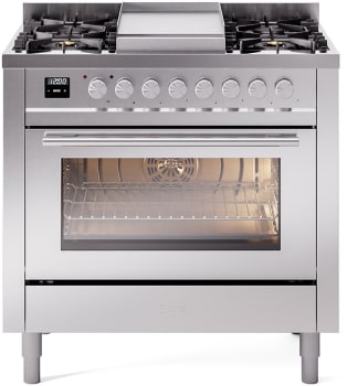 ILVE UP36FWMPSS 36 Inch Freestanding Dual Fuel Range in Stainless Steel