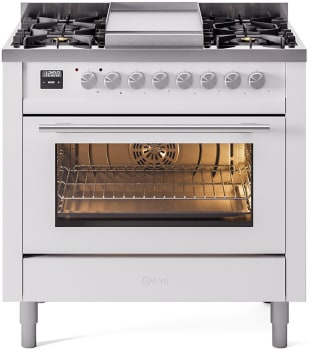 ILVE UP36FWMPWH 36 Inch Freestanding Dual Fuel Range in White