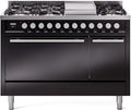 ILVE UP48FQMPBK 48 Inch Freestanding Dual Fuel Range in Glossy Black